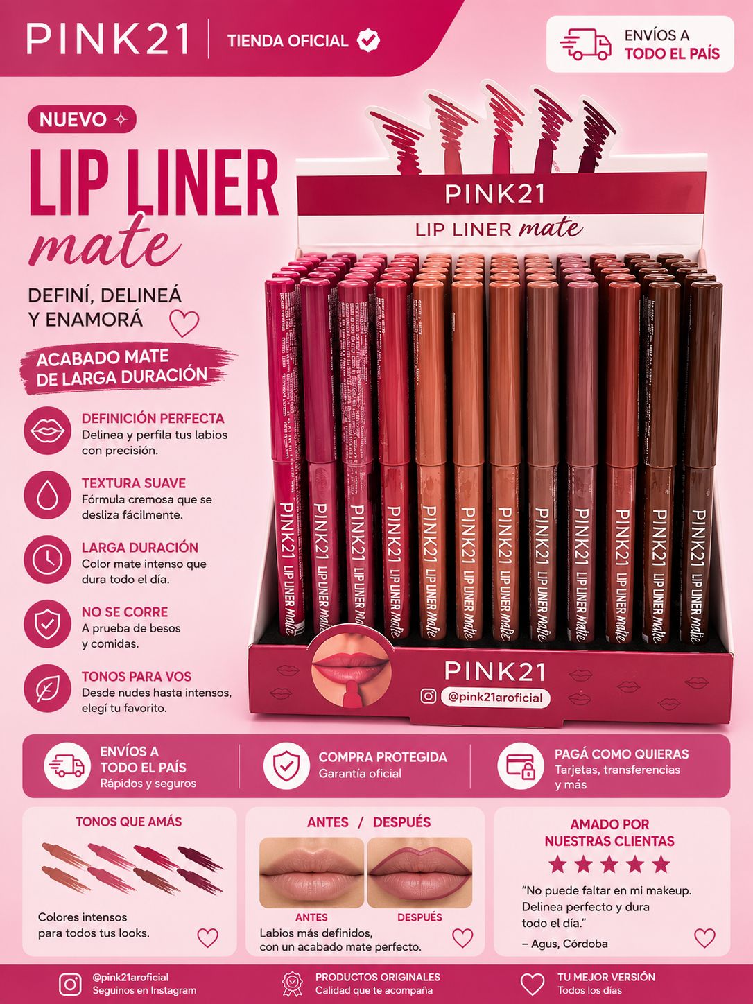 Pink21 delineador de labios matte