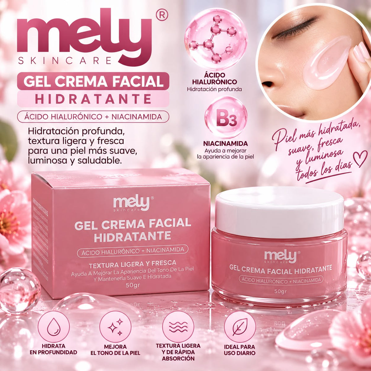 Mely gel crema facial hidratante