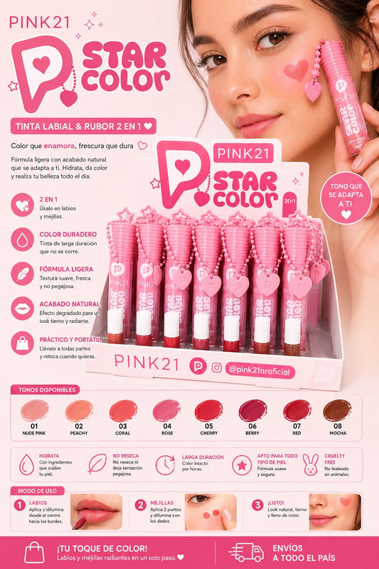 pink21 labial y rubor 2en1