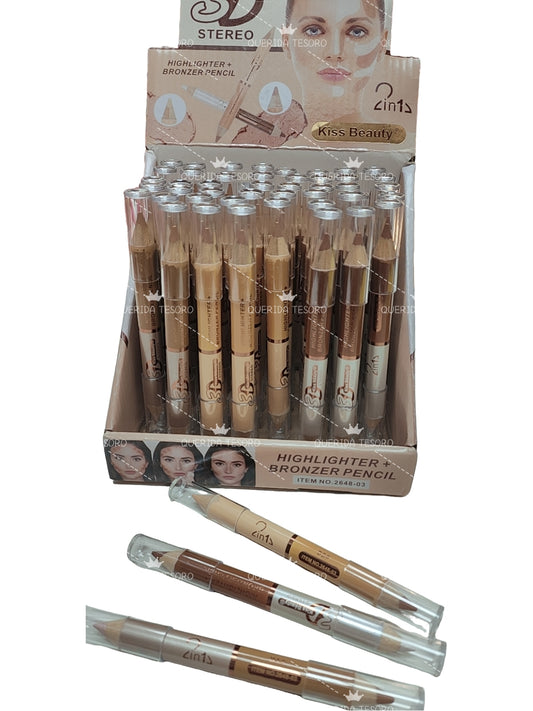 Kiss beauty stereo 3D lapiz 2en1 iluminador+bronce