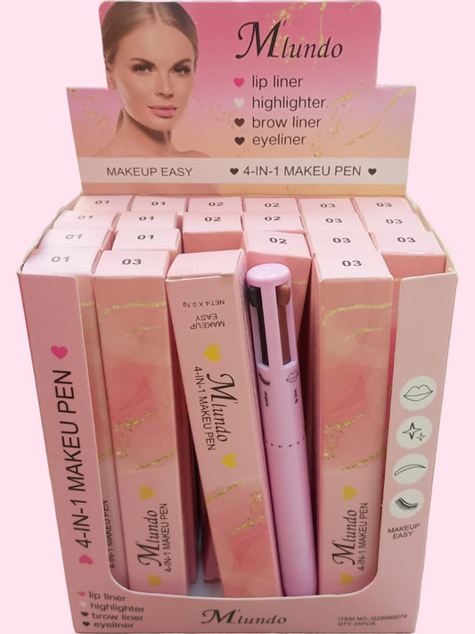 Mlundo lápiz 4en1 labial + iluminador + cejas + delineador ojos