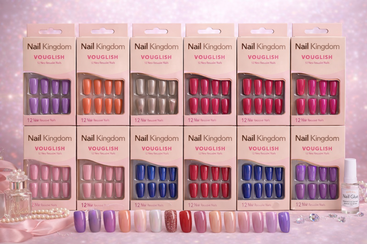 NAIL KINGDOM UÑAS POSTIZA 12pc OJOS DE GATOS