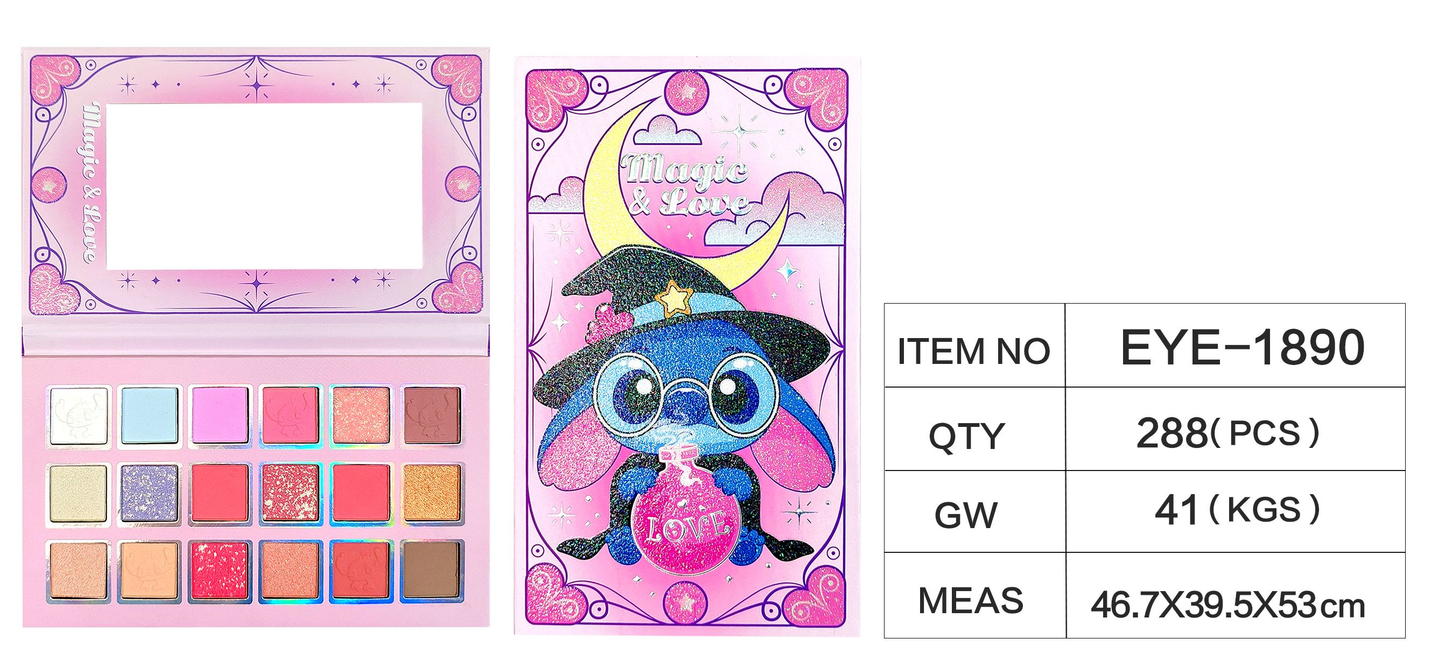 Paleta de sombra x18 color con espejito dibujo animado