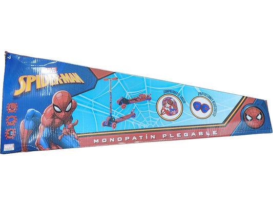 Monopatin plegable metalico spider-man+kit de protección 77x66x13cm 50KG