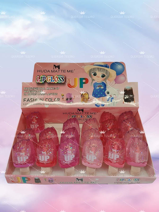 Huda matte me lip gloss con brillitos