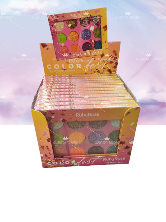 Ruby rose paleta de glitter 12 colores