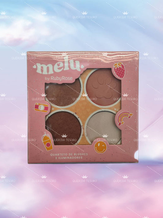 Melu Ruby Rose 4-Color Blush and Highlighter Palette