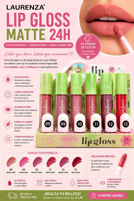laurenza lipgloss matte 24hs