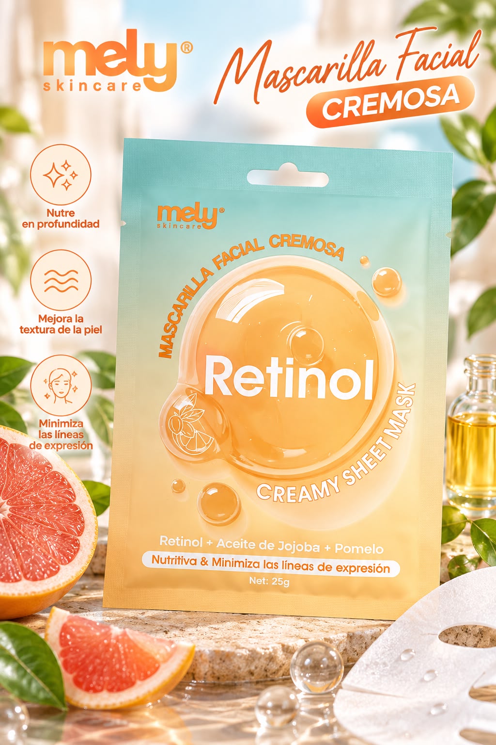 Mely mascarilla facial cremosa retinol