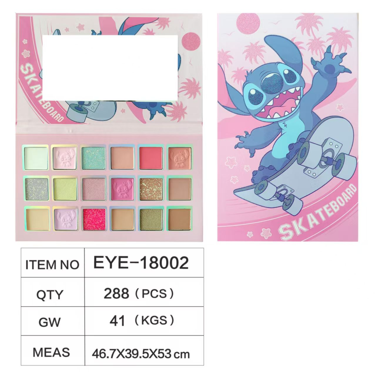 Paleta de sombra x18 color con espejito dibujo animado