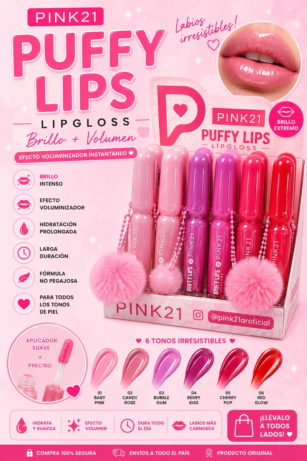 pink21 lipgloss puffy