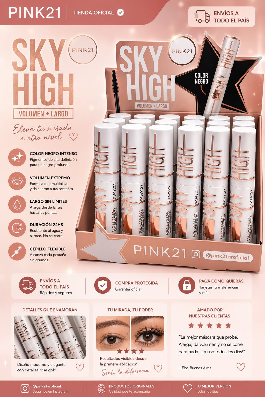 pink21 sky high mascara delineador pestañas