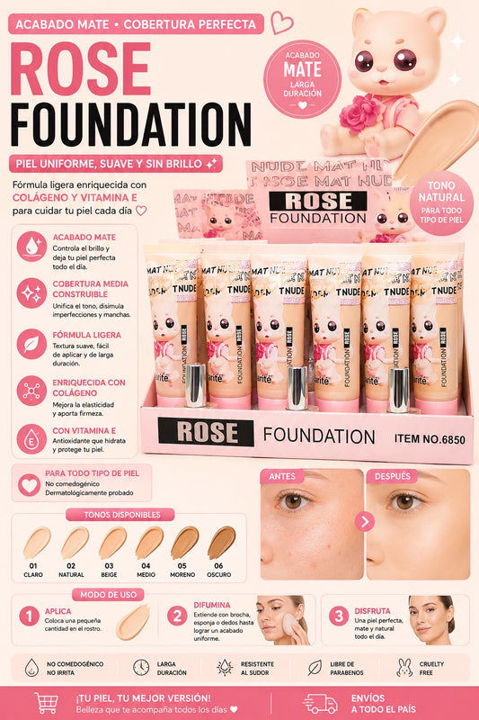 rose foundation base liquida