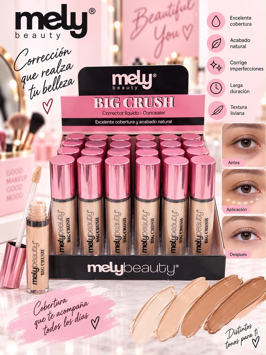 mely corrector liquido envase de vidrio