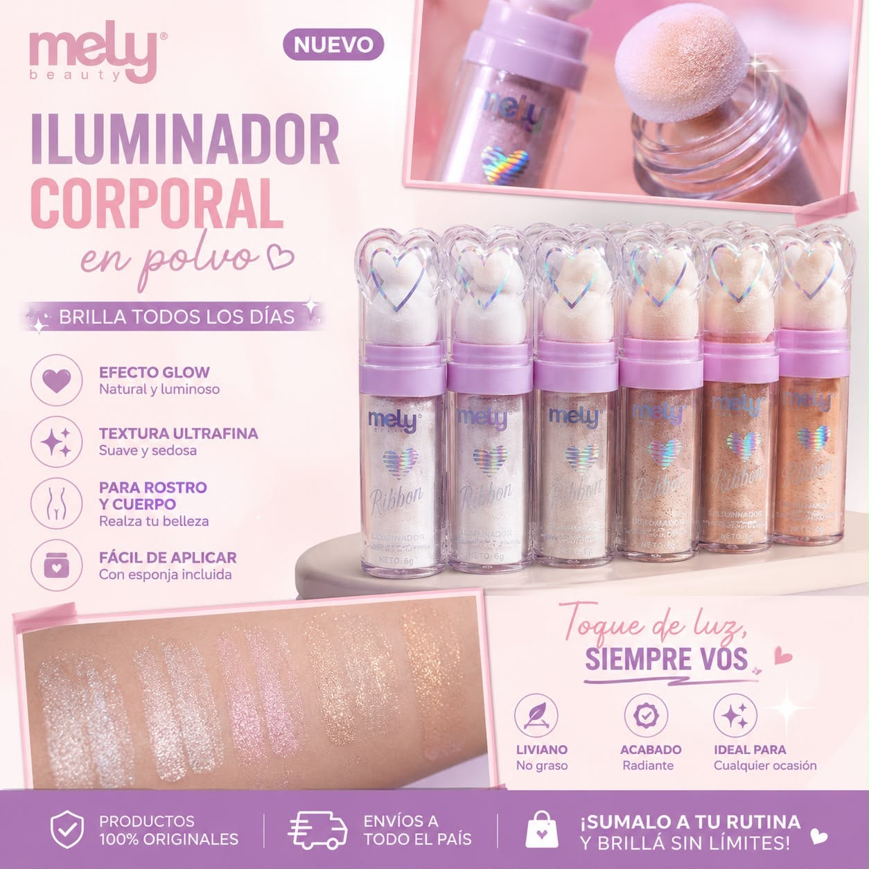 Mely iluminador corporal en polvo