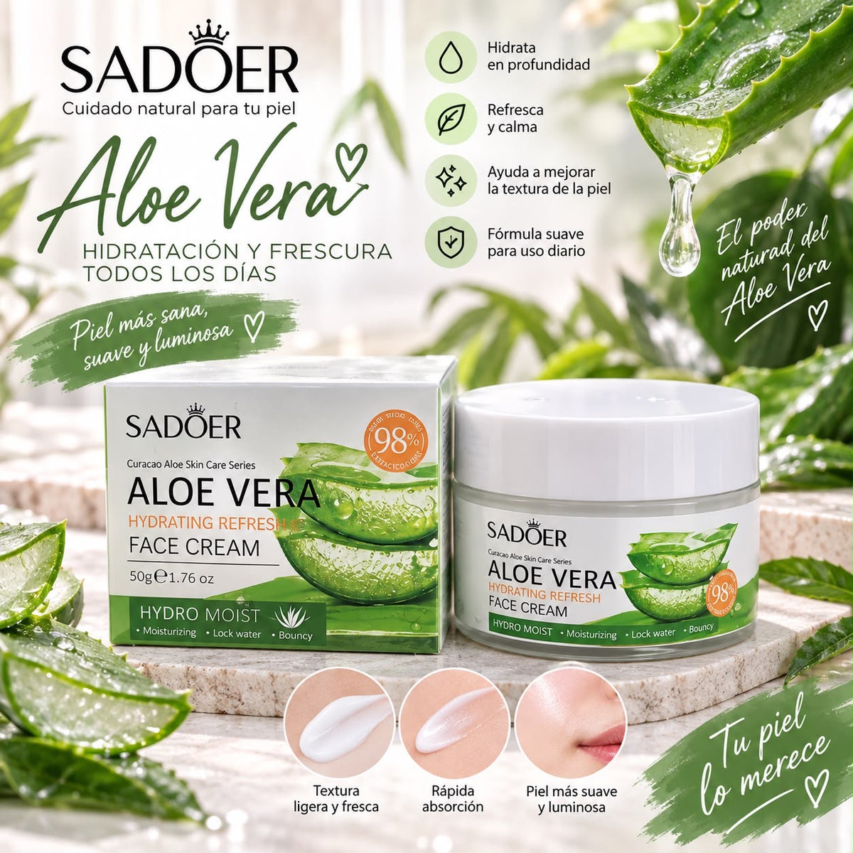 sadoer crema facial aloe vera