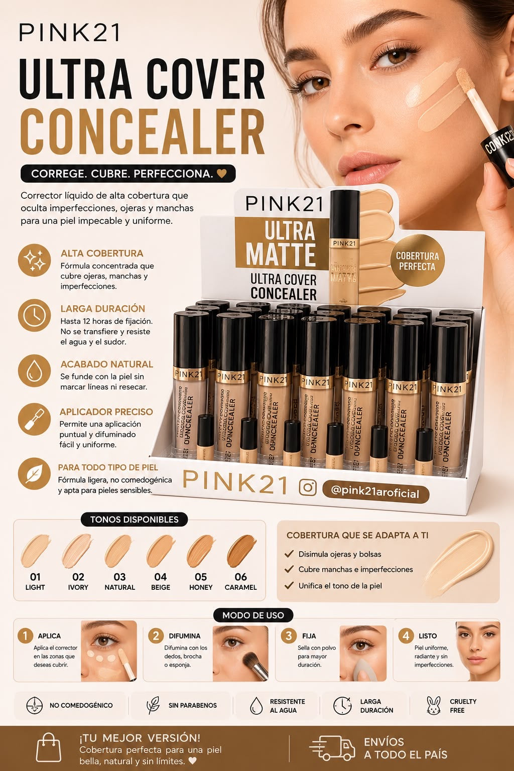pink21 corrector liquido