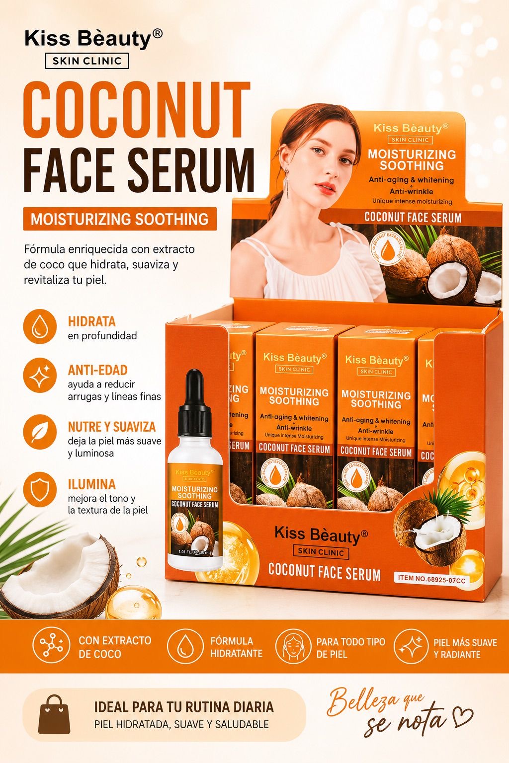 kiss beauty serum con extracto de coco