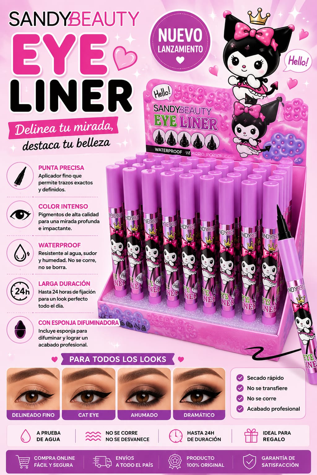 Sandybeuty eyeliner delineador de ojos con sello