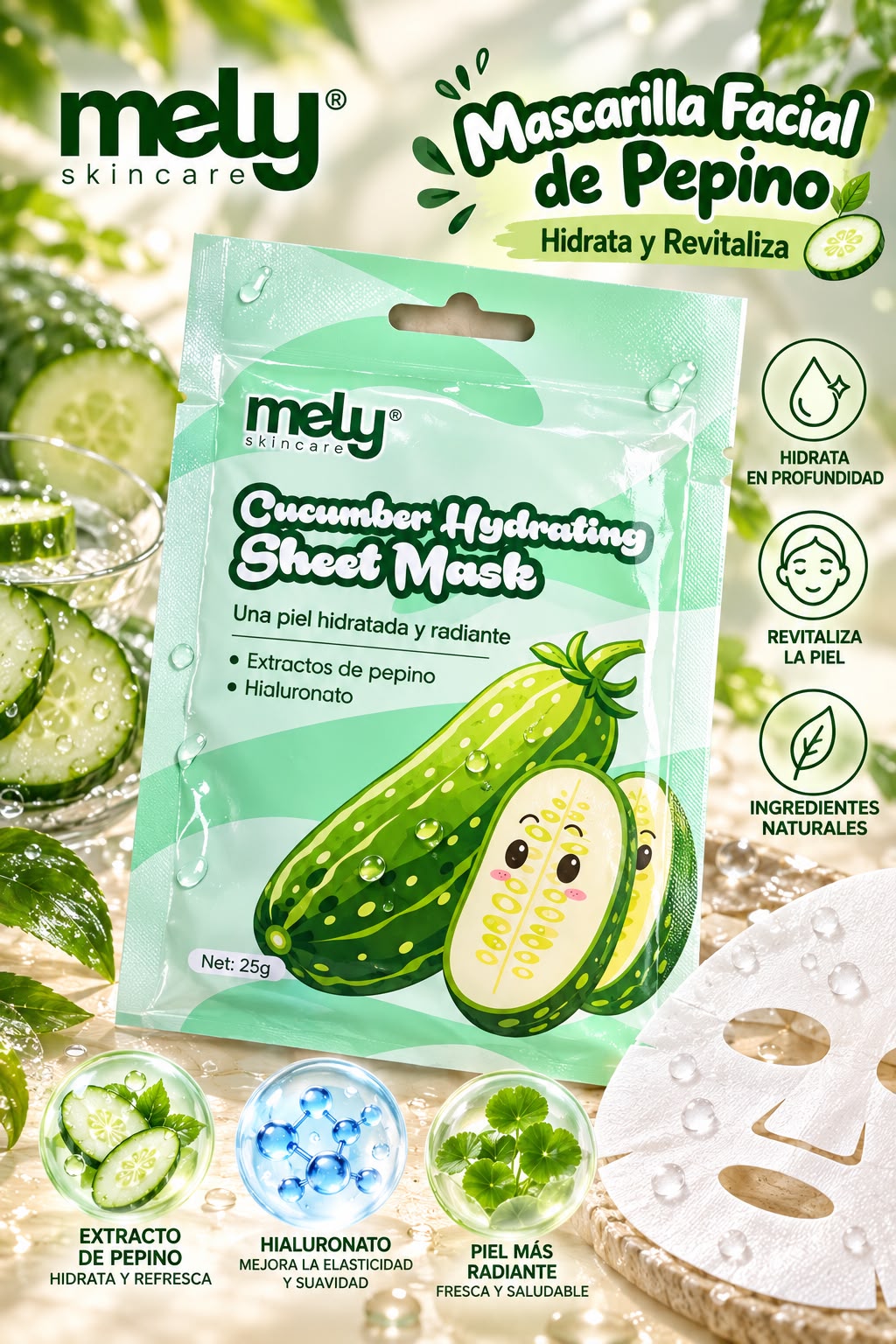 Mely mascarilla facial pepino