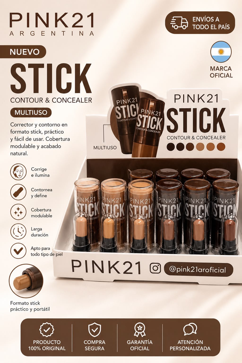 pink21 contorno y corrector en barra