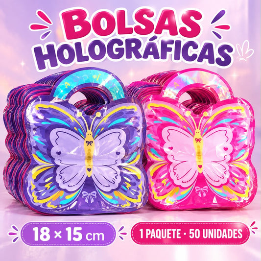 BOLSAS HOLOGRAFICAS ROSA Y ROJA x50U