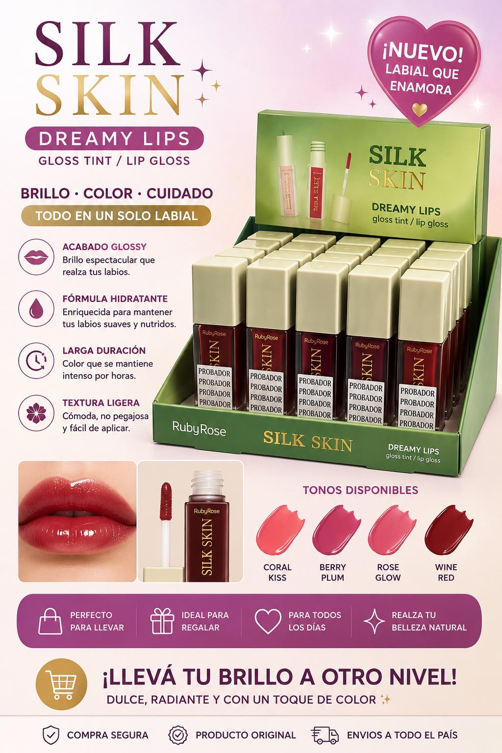 silk skin lipgloss con color