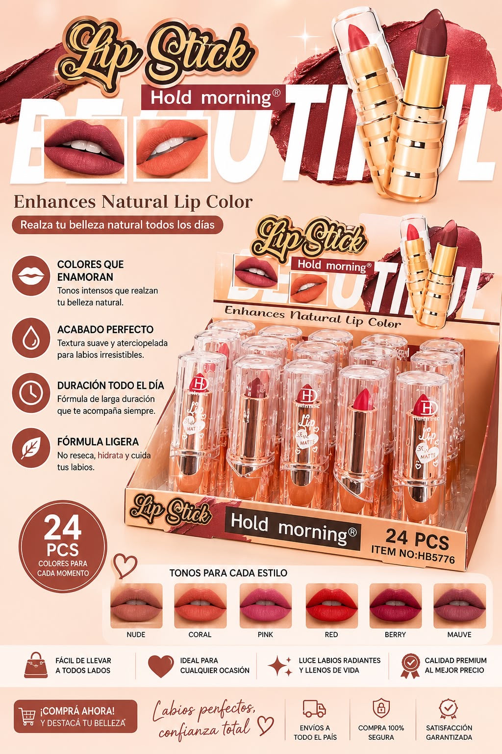 hold morning labial en barra