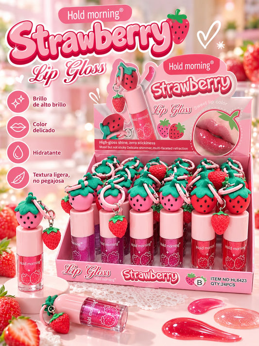 hold morning lip gloss con llavero