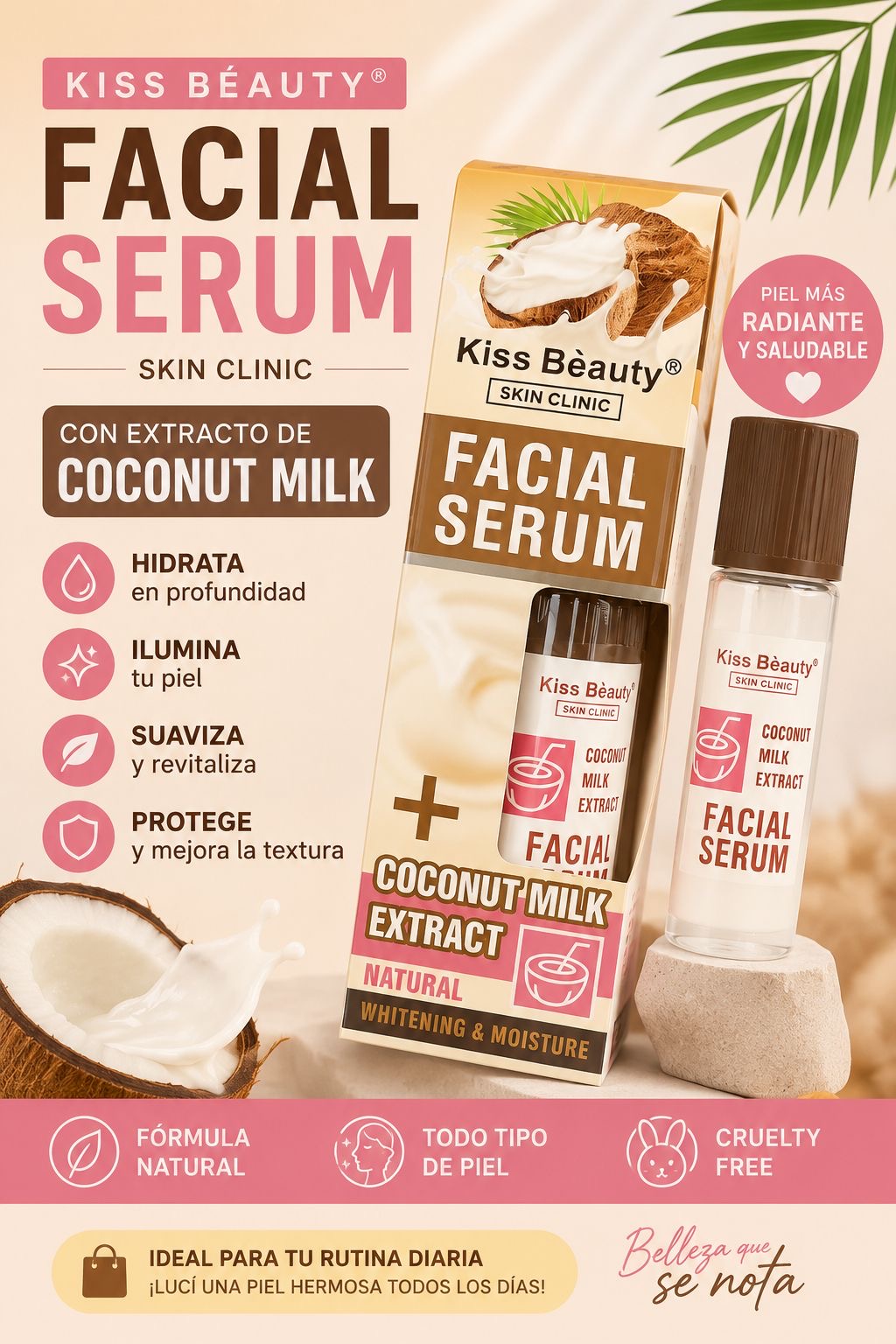 kiss beauty serum con extracto de leche de coco