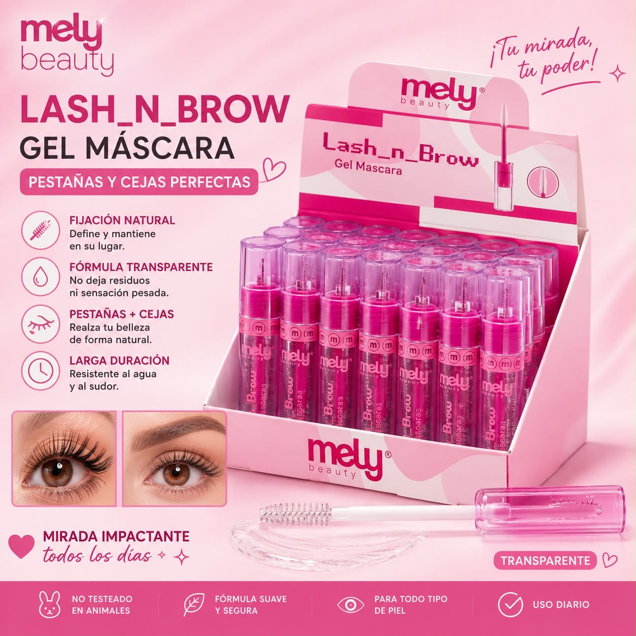 mely máscara de pestañas transparente