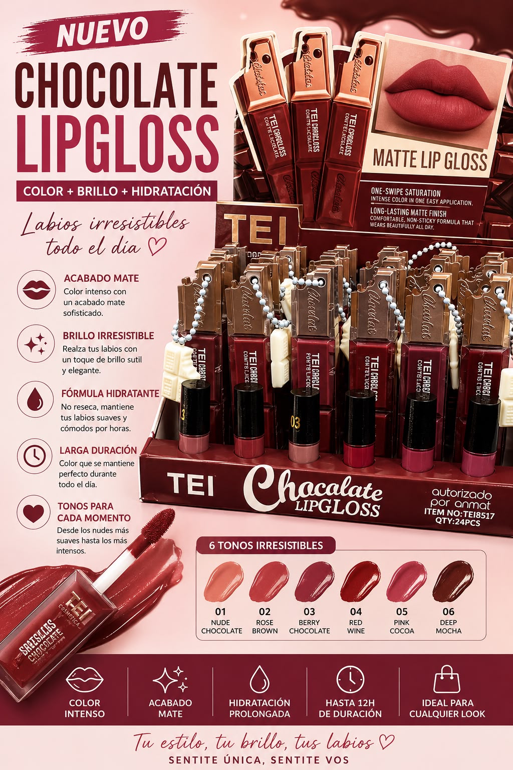tei labial líquido chocolate