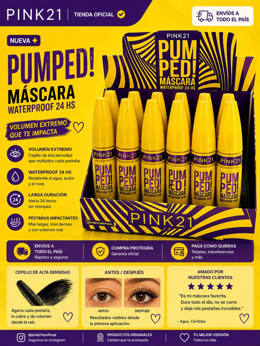 pink21 pumped mascara de pestañas