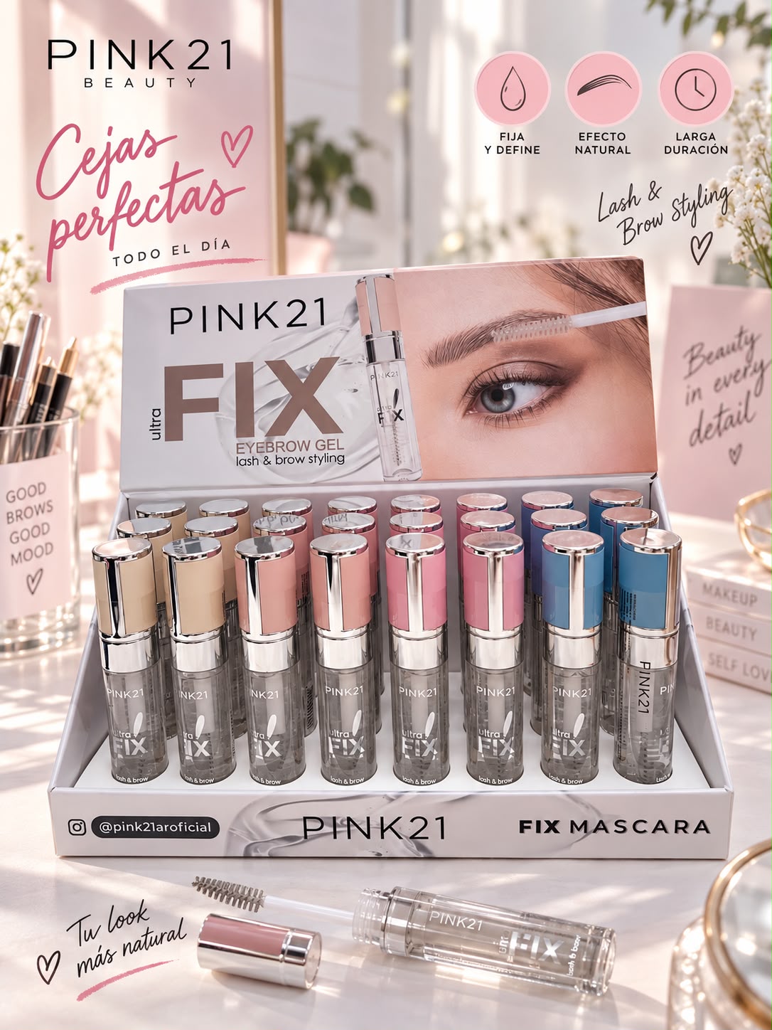 pink 21 mascara fix trasparente
