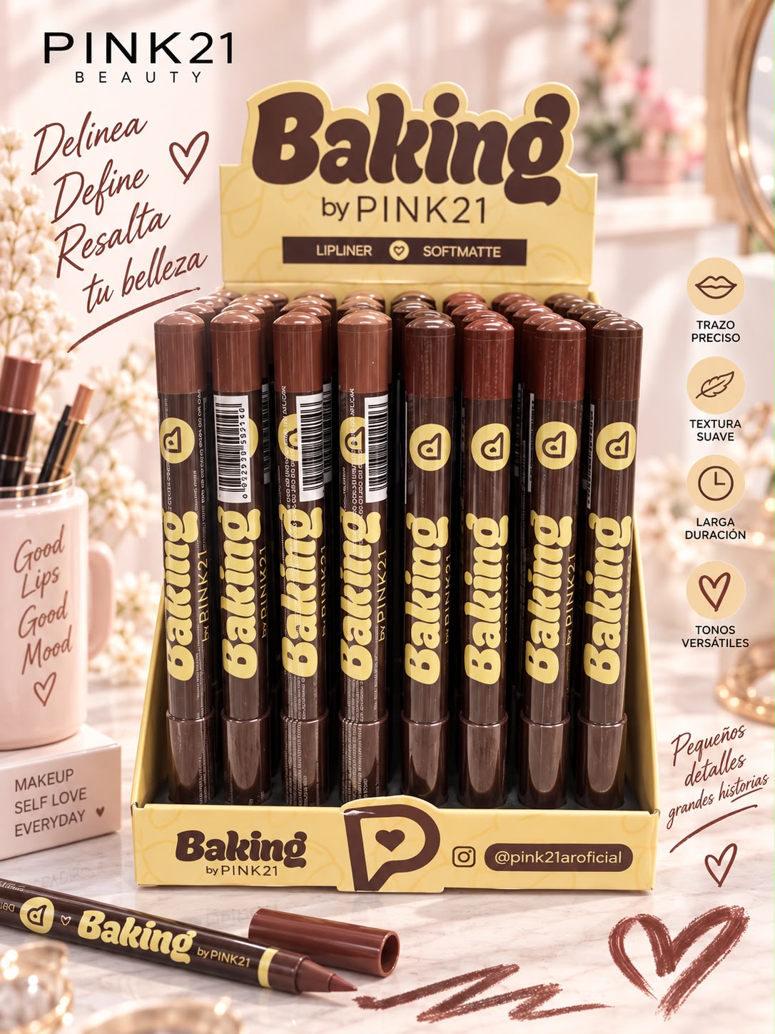 pink 21 delineador labio baking