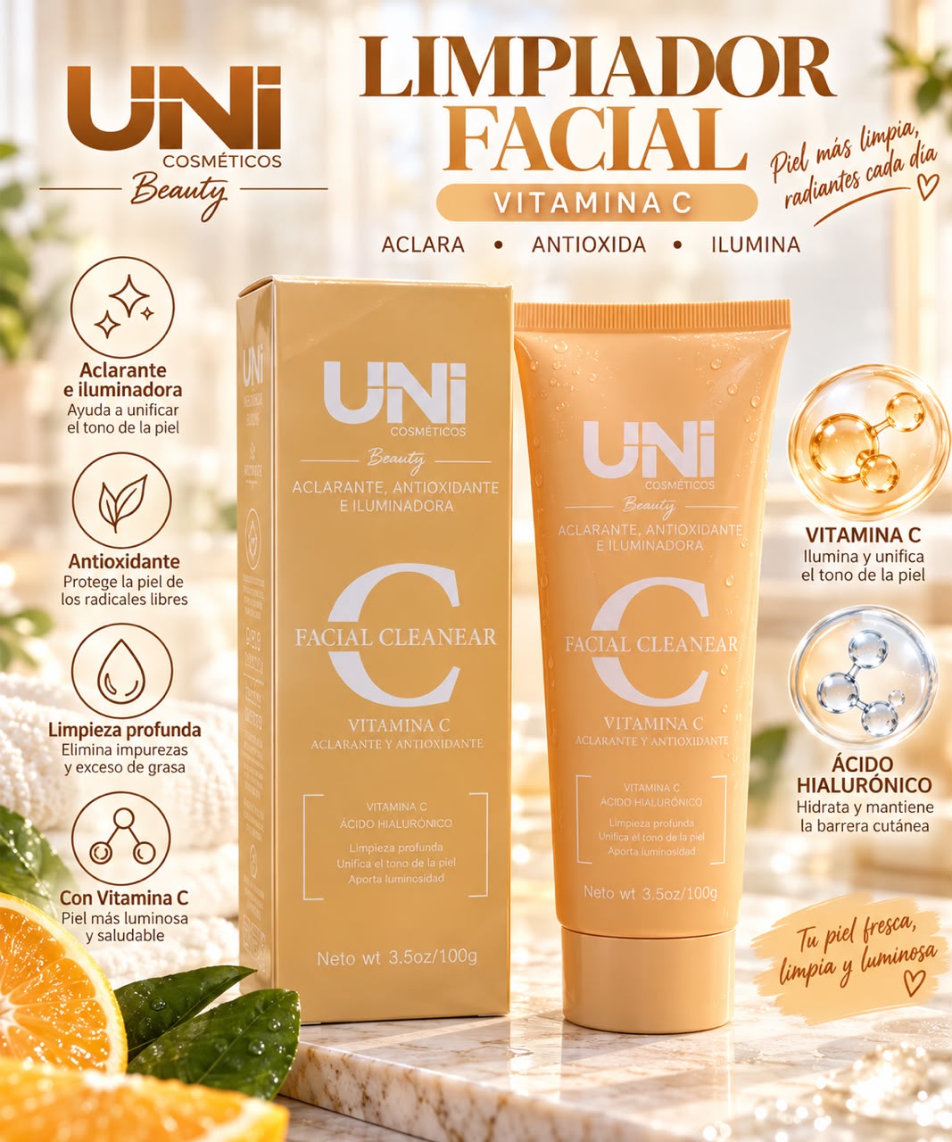 uni limpiador facial vitamina c