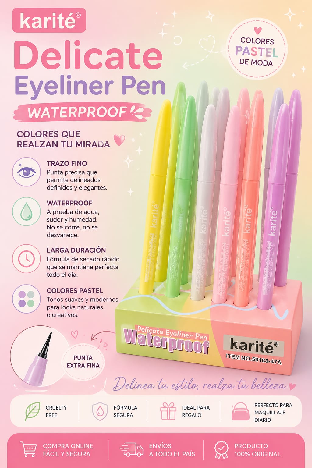 karite waterproof delineador de colores para ojo