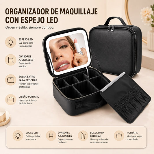 organizador de maquillaje con espejo