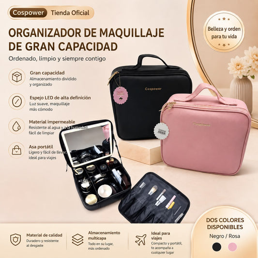 organizador de maquillaje con espejo