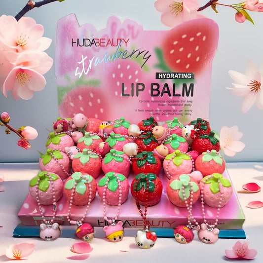 Hudabeauty lip Balm frutilla con llavero