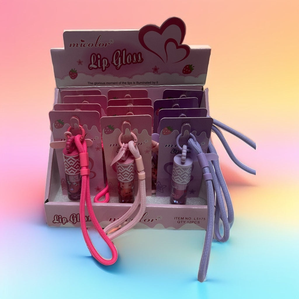 MICOLOR LIP GLOSS CON CADENA DE PORTA CELU