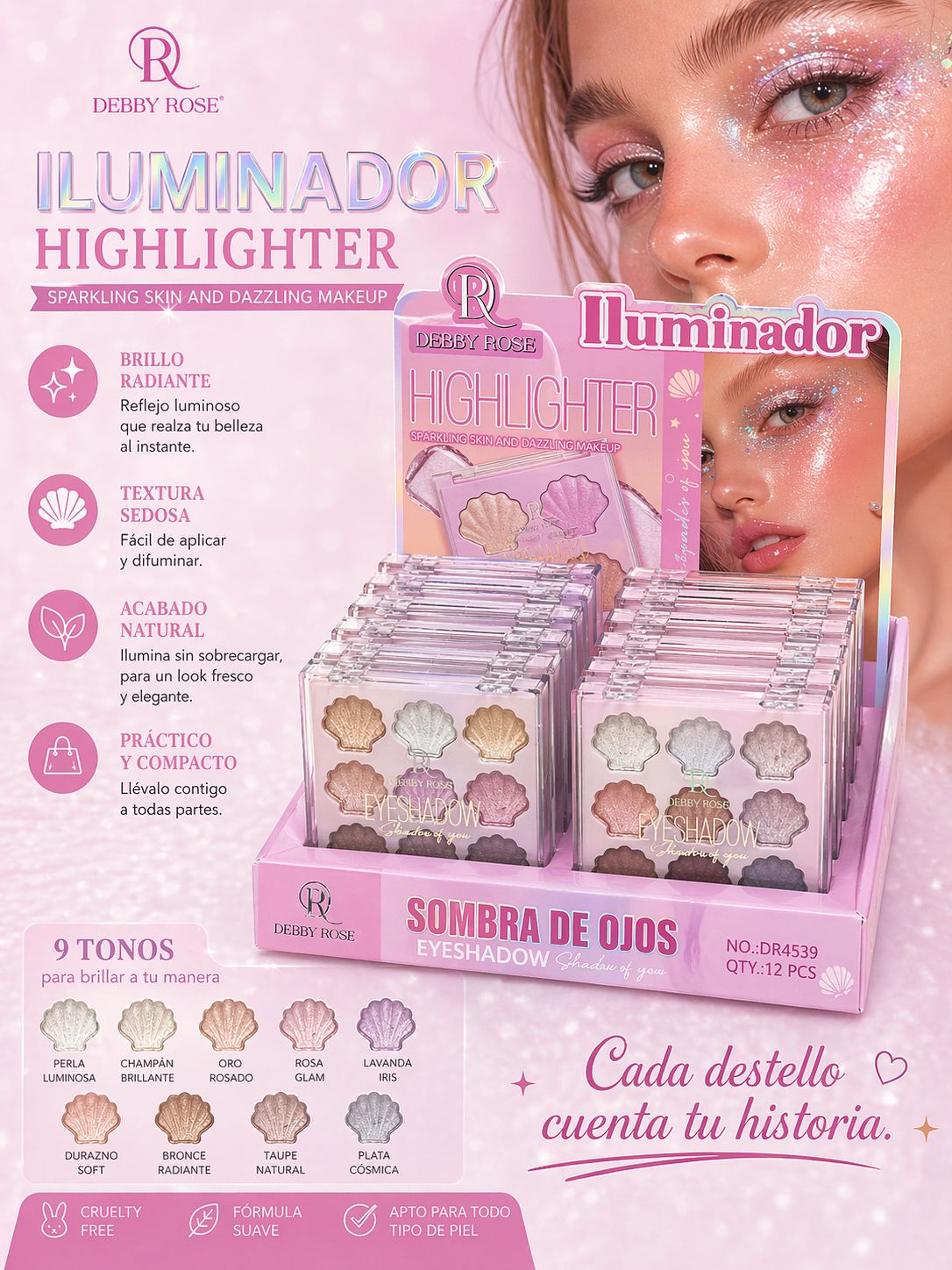 Iluminador Debby Rose 9 colores