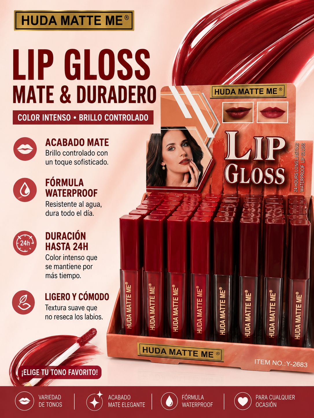 Lip Gloss 24h Huda Matte me