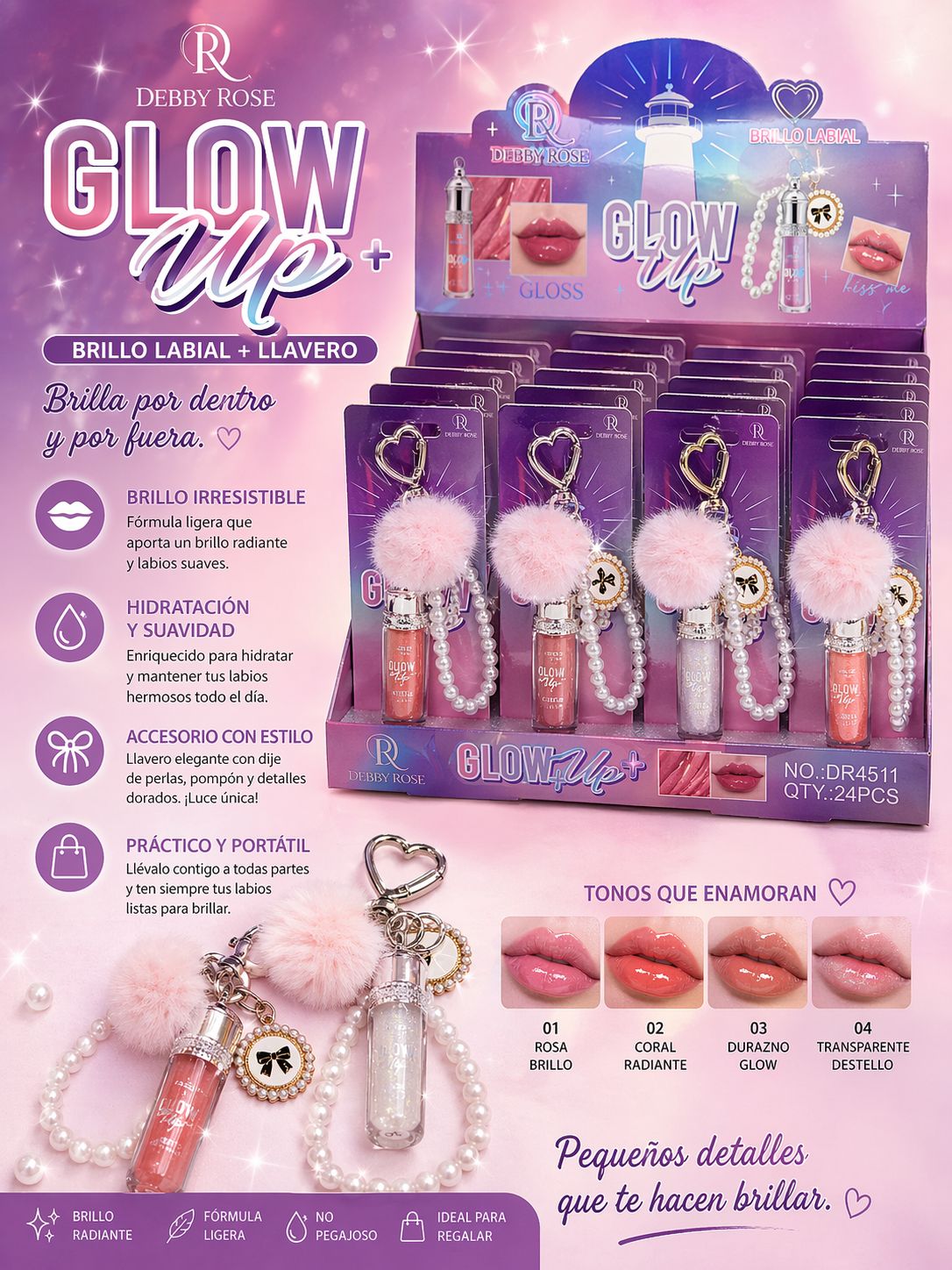Labial Glow UP llavero Debby Rose