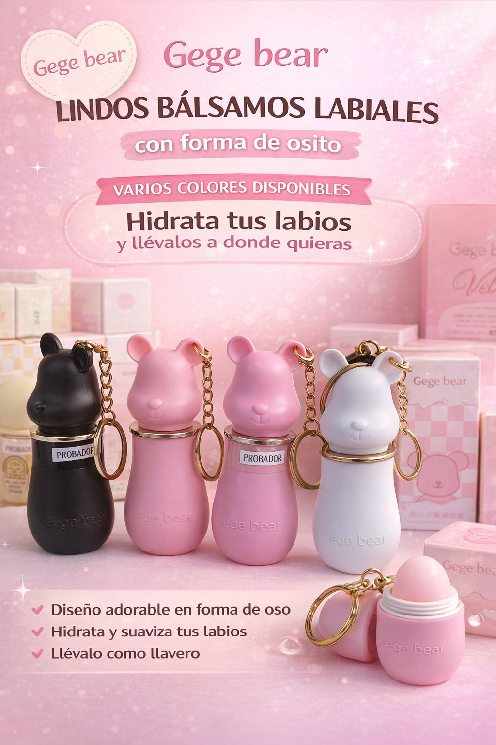 Bálsamo labial con forma de Osito Gege Bear