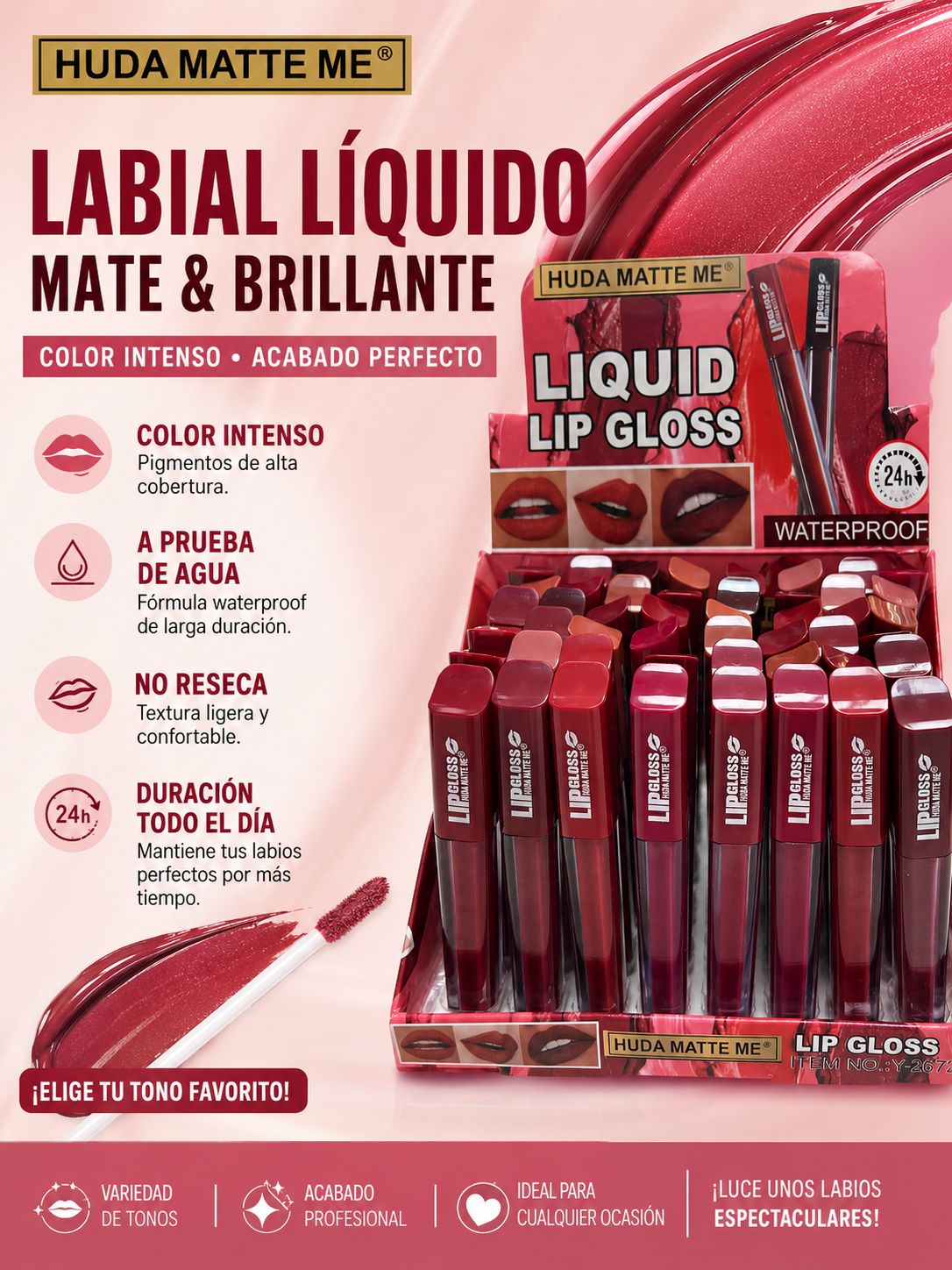 Lip Gloss 24h Huda Matte me