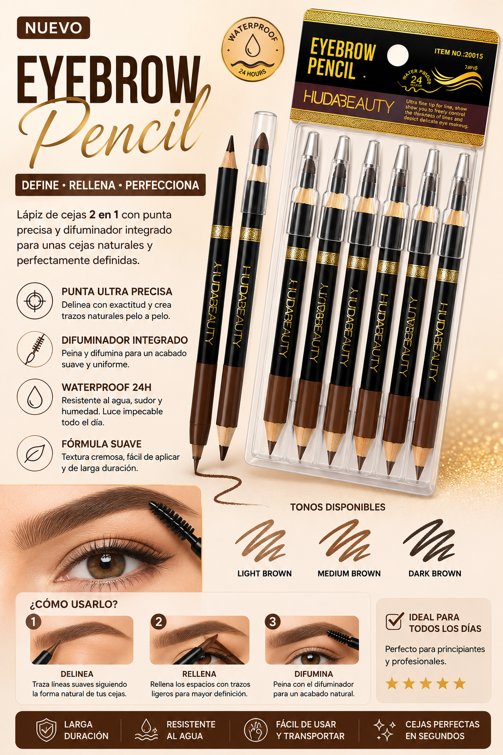 Huda beauty delineador de cejas