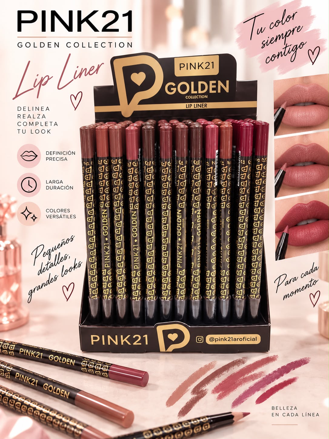 Pink 21 delineador de labio Golden