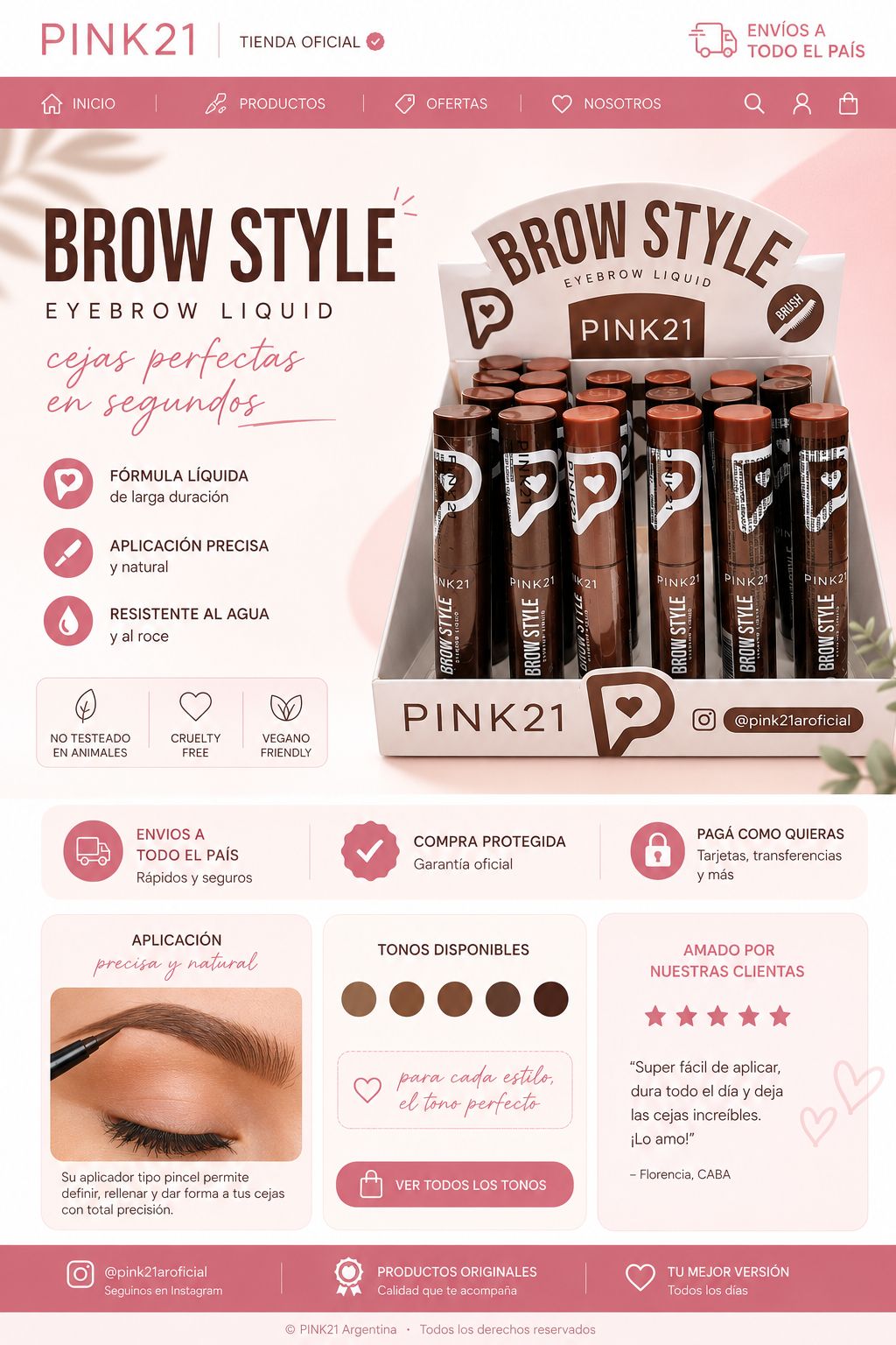 Pink 21 delineador para cejas
