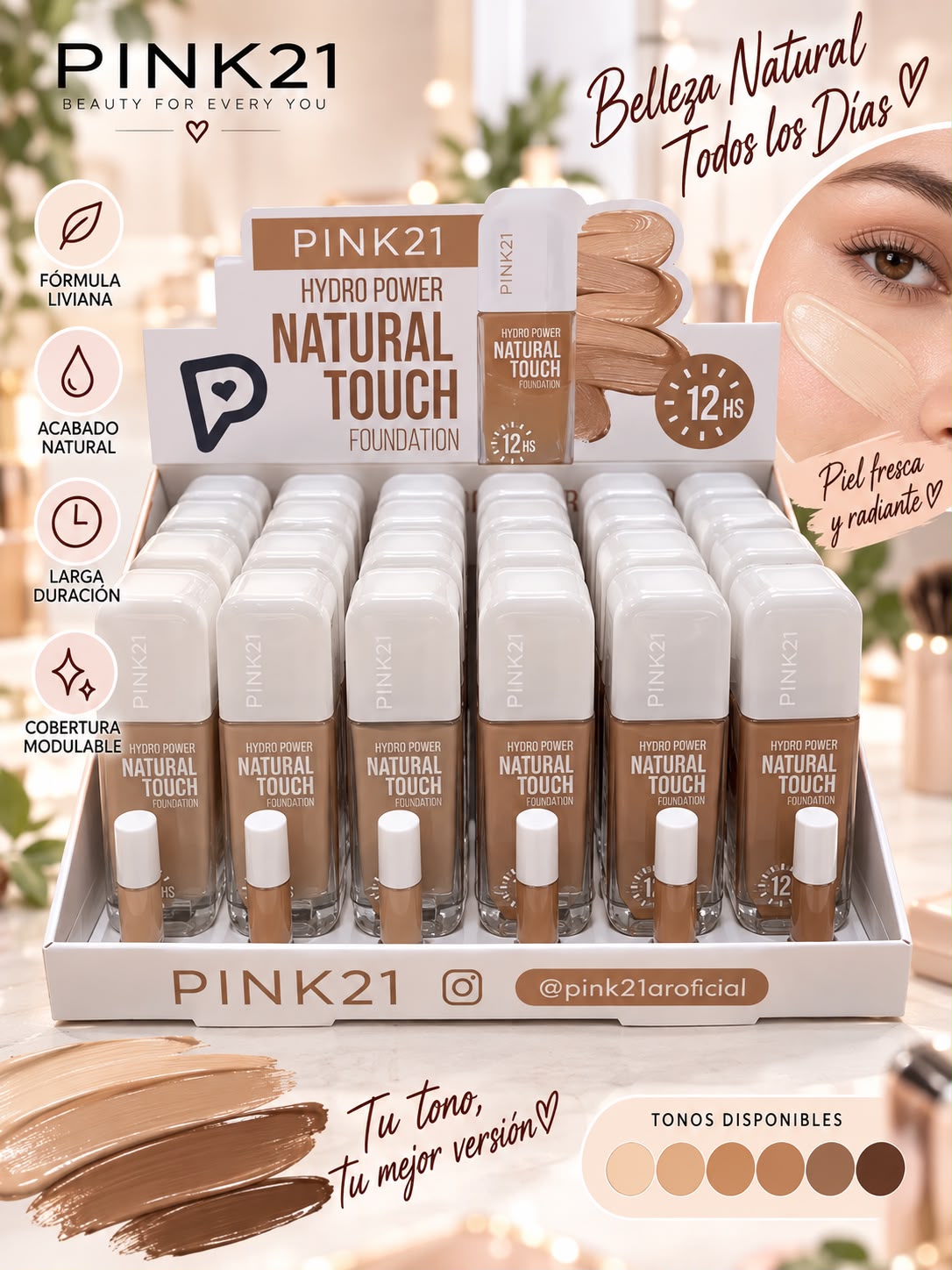 Pink 21 Base liquida en vidrio